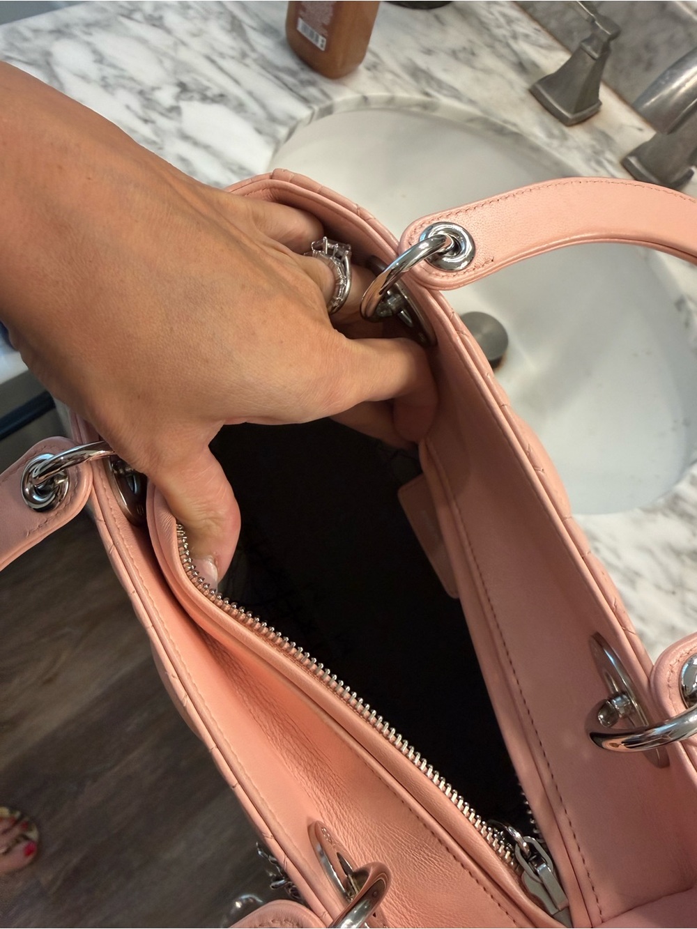 Dior Pink Quilted Leather Lady Dior with Silver Hardware - Picture 5 of 7